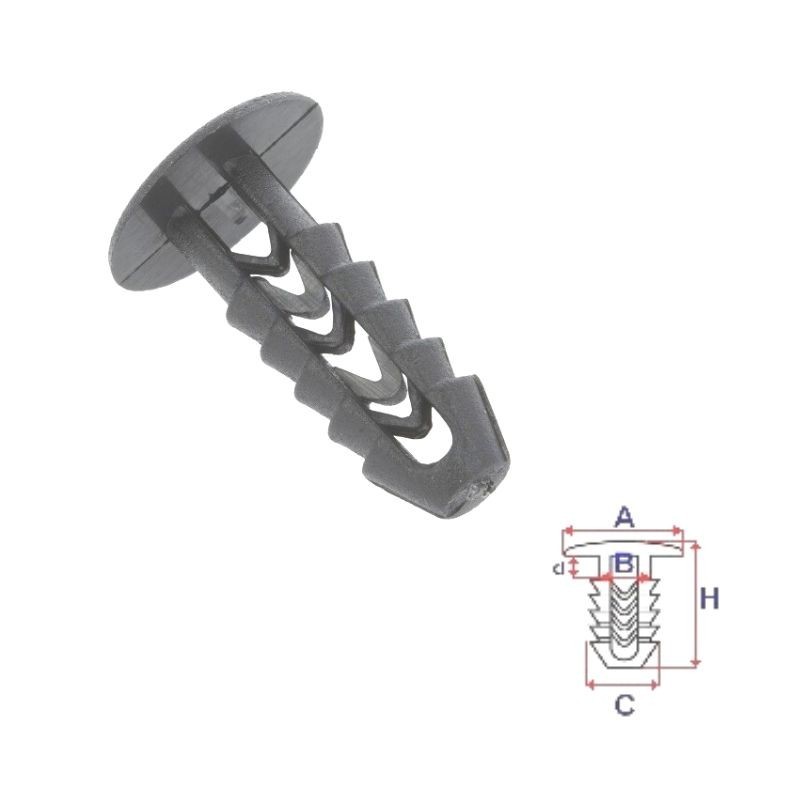 Clips fixation des intérieurs Fiat Uno | 25 Pcs | OE 14591887 | Noir