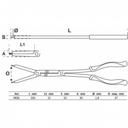 Jeu de pinces pour circlips à double articulation | pointes échangeables | 345 mm