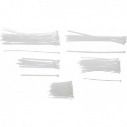 Assortiment de colliers plastique | blanc | diverses tailles | 250 pièces