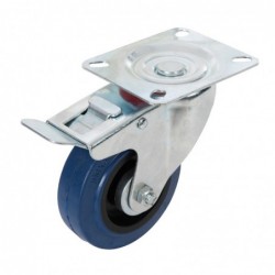 Roulette pivotante à frein en caoutchouc | 100 mm - 140 kg - Bleue