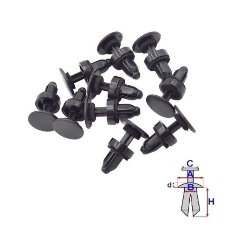 Clips moulures pare-brise Honda Legend 1996 à 2005 | OE 91508SM4003 | 10 Pcs