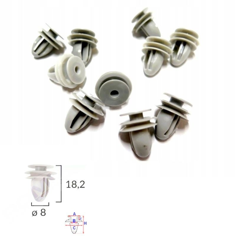 Clips revêtement porte Kia Carnival de 1999 à 2006 | OE 823152P000 | 10 Pcs