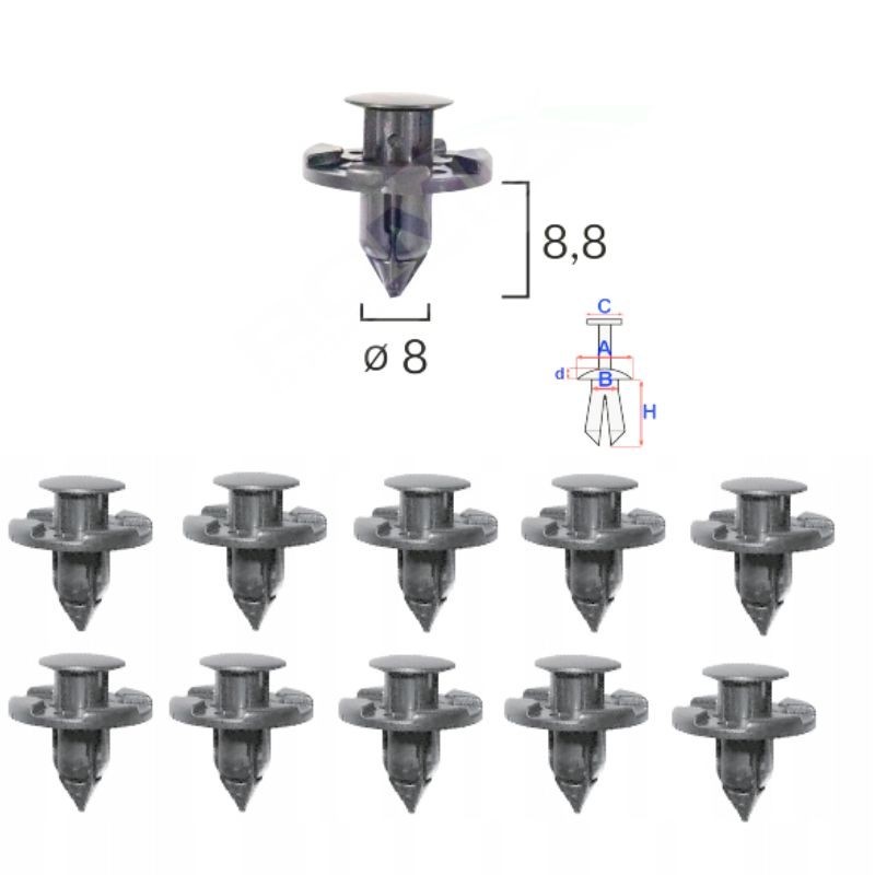 Clips caches sous moteur Mitsubishi ASX (GA) après 2010 | OE MR328954 | 10 Pcs