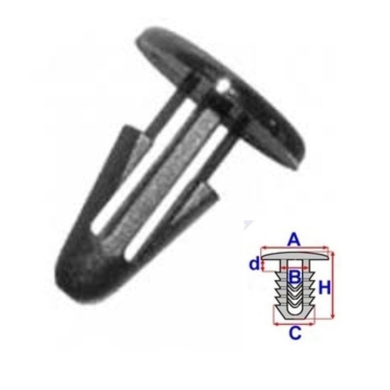 Clips joints portes et capots moteur Nissan Almera (N15) de 1995 à 2000 | OE 01553-00401 | 10 Pcs