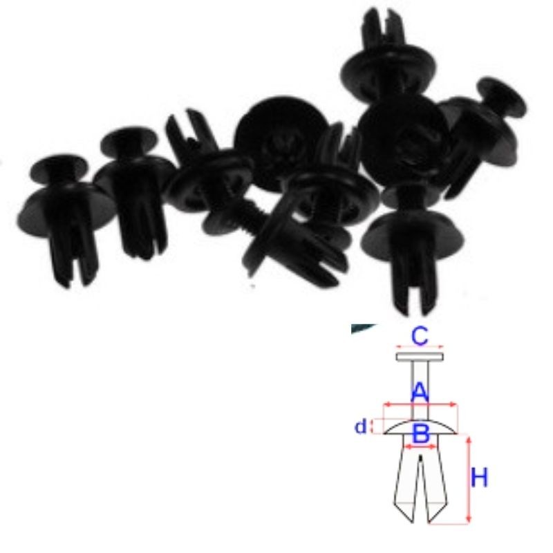 Clips fixation des baguettes de seuil Honda Prelude de 1992 à 1997 | OE 90687SB0013 | 10 Pcs