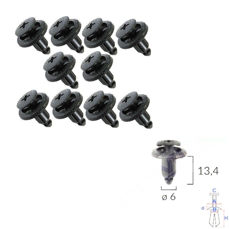 Clips panneau avant aux extrémités Toyota Land Cruiser (FJ120) de 2003 à 2010 | OE 9046706133C0 | 10 Pcs