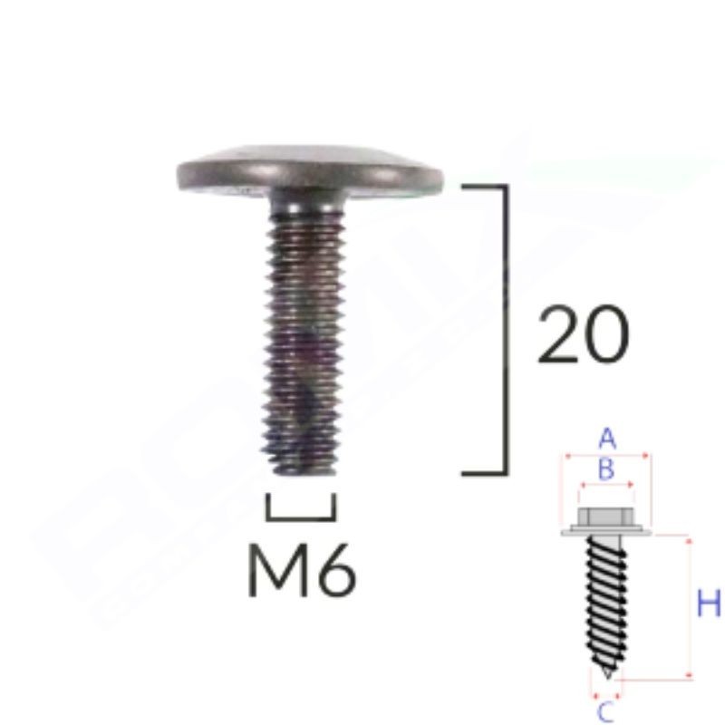 Vis supports de pare-chocs Peugeot 206-206+ de 1998 à 2012 | OE 742723 | 5 Pcs