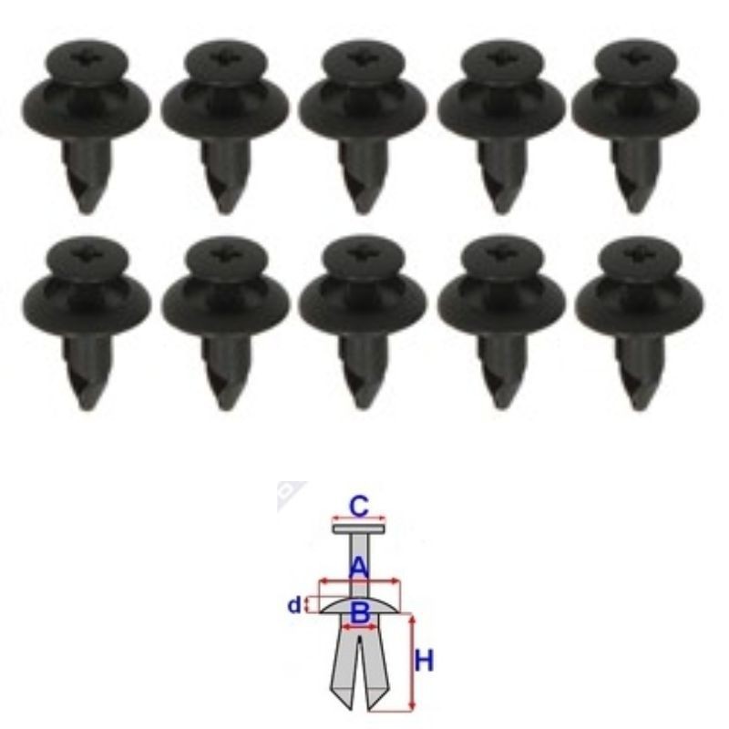 Clips garde-boue avant et arrière Honda Moto VT750 | OE 90683GR1003 | 10 Pcs