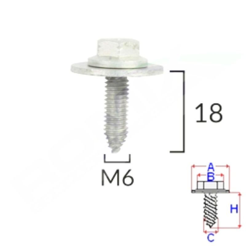 Vis caches sous moteur et autres applications Toyota Avensis (T25) de 2003 à 2008 | OE 9011906665 | 5 Pcs