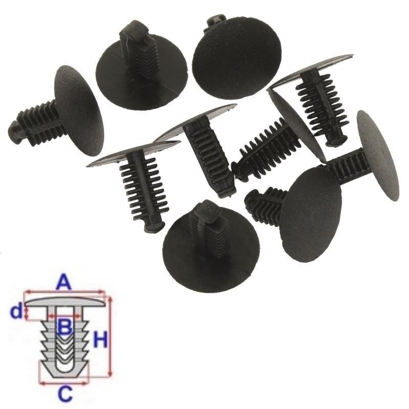 Clips insonorisation capot moteur Kia Carnival de 1999 à 2006 | OE 0B10268865 | 10 Pcs