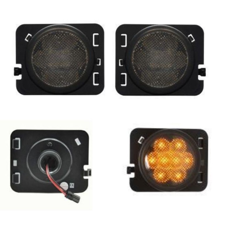 Kit Répétiteurs clignotants LED Gris Fumé JEEP Wrangler III SUV (JK) après 2007