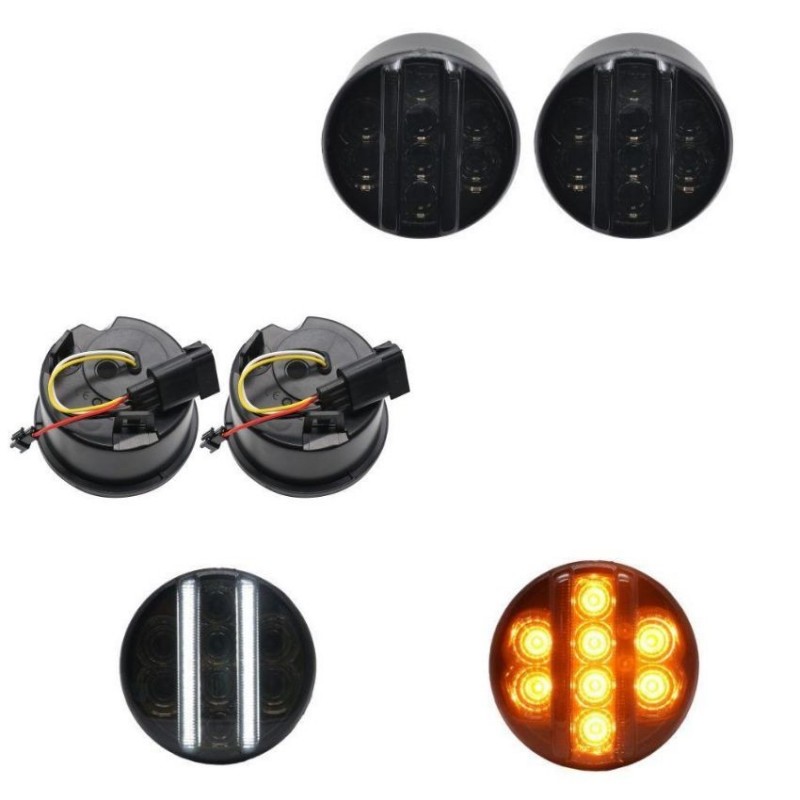 Kit Répétiteurs clignotants LED Gris Fumé avec Diurne JEEP Wrangler III SUV (JK) après 2007