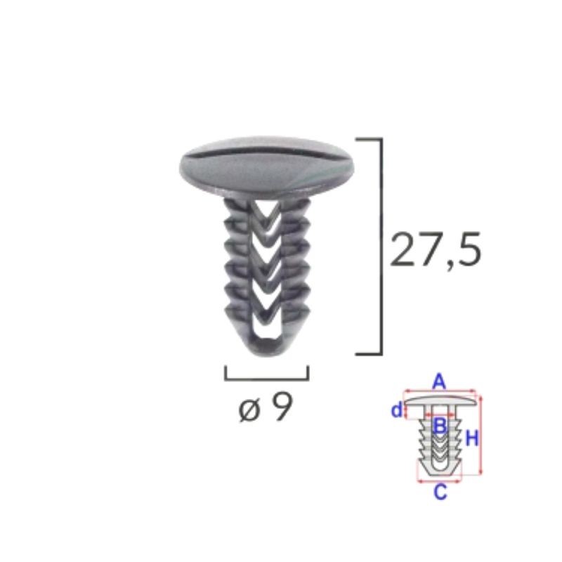 Clips fixation des côtés et des housses de rembourrage Fiat Albea 2002 à 2012I | OE 14590887 | 25 Pcs