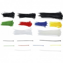 Assortiment de colliers plastique | multicolore | 100 - 150 - 200 mm | 450 pièces