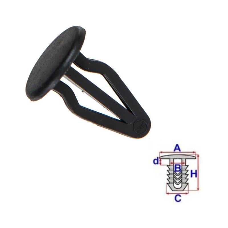 Clips de coffre Audi 100 C3 de 1982 à 1990 | 10 Pcs | OE 801867299 | Noir